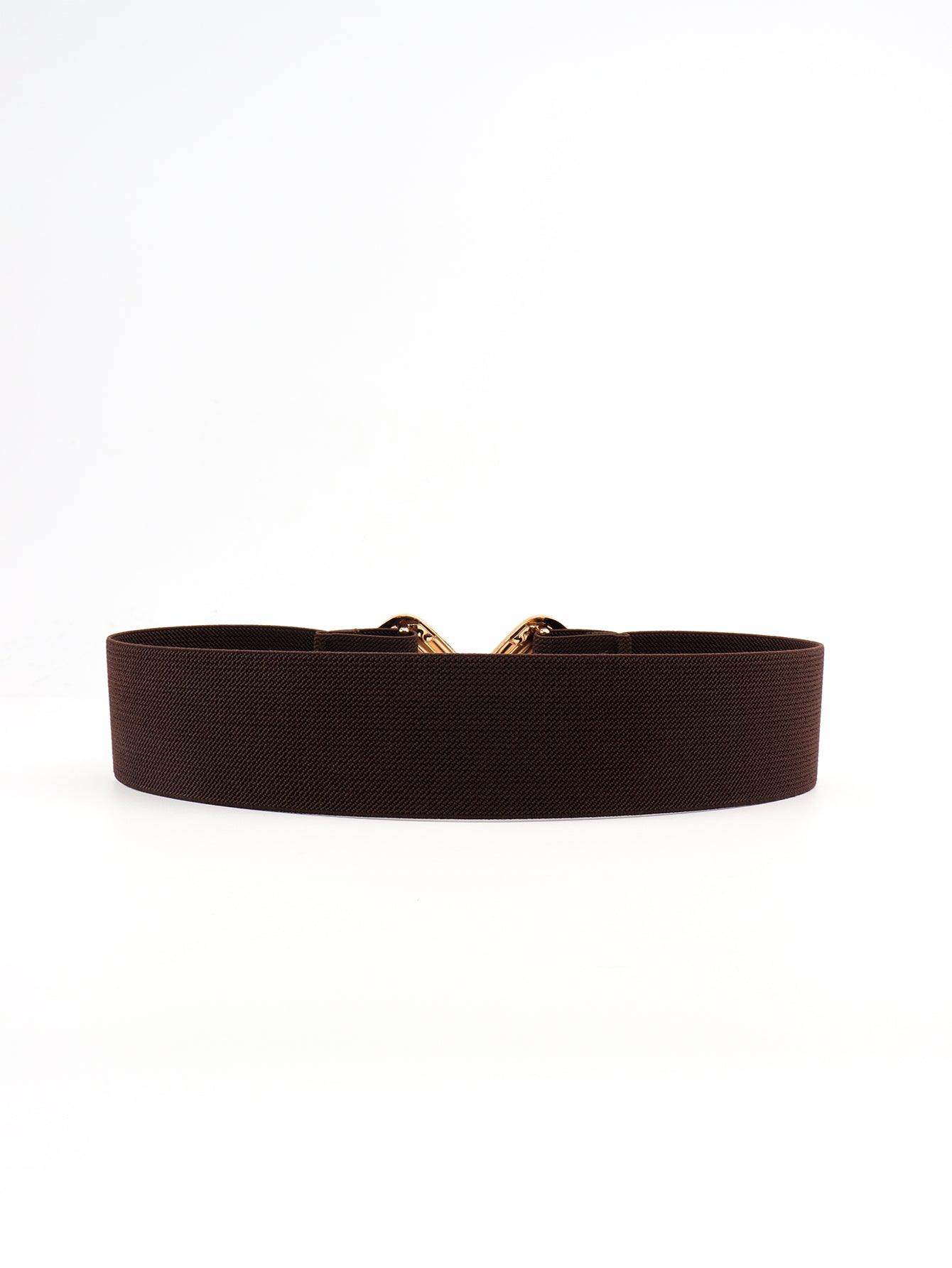 Geometric Buckle Elastic Wide Belt for Stylish Comfort - Selvanelle