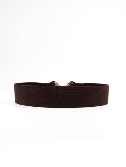 Geometric Buckle Elastic Wide Belt for Stylish Comfort - Selvanelle