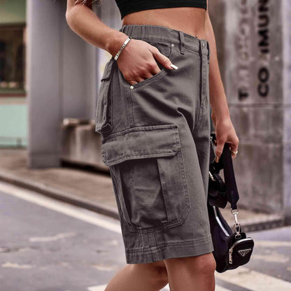 Denim Cargo Shorts with Pockets for Casual Style - Selvanelle