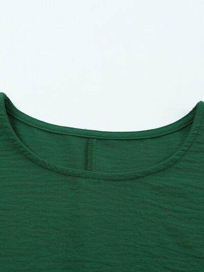 Round Neck Three-Quarter Sleeve Blouse for Women Fashion - Selvanelle