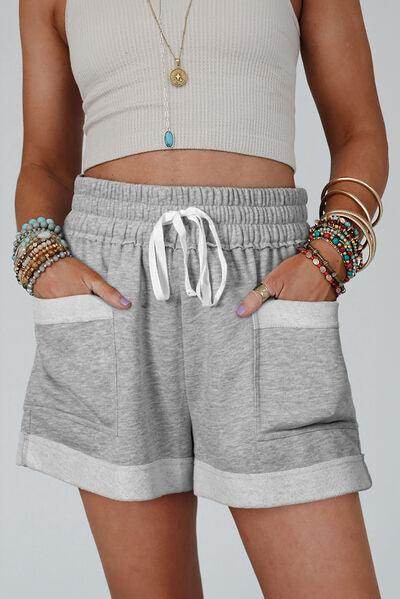 Drawstring High Waist Shorts with Pockets for Women - Selvanelle