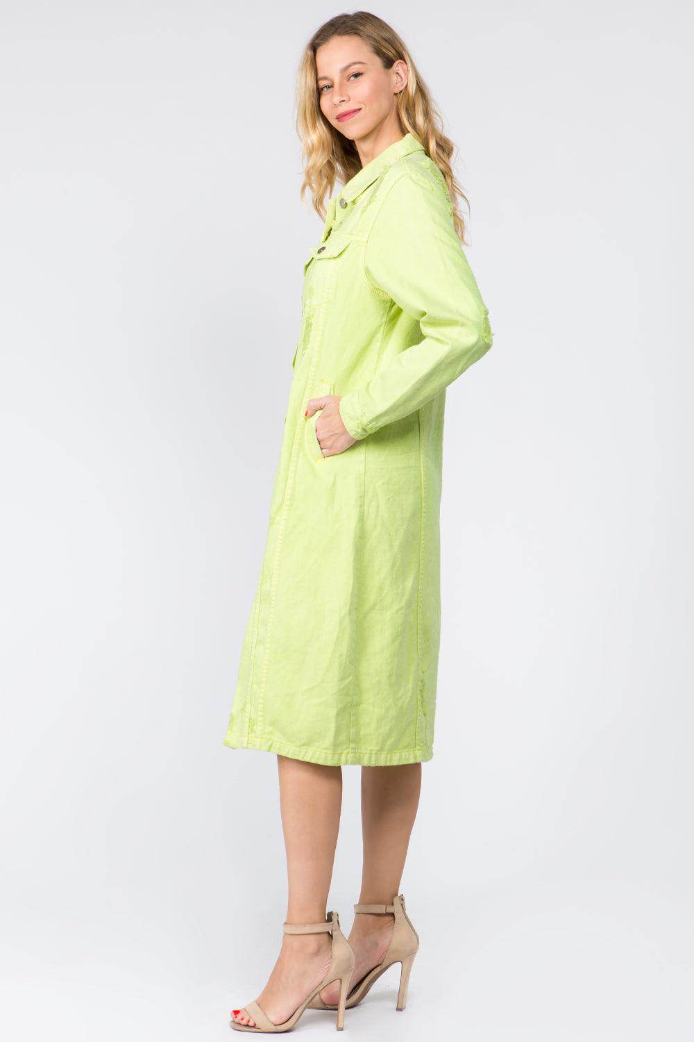 American Bazi Button Up Distressed Denim Dress for Women - Selvanelle
