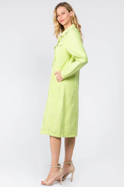 American Bazi Button Up Distressed Denim Dress for Women - Selvanelle