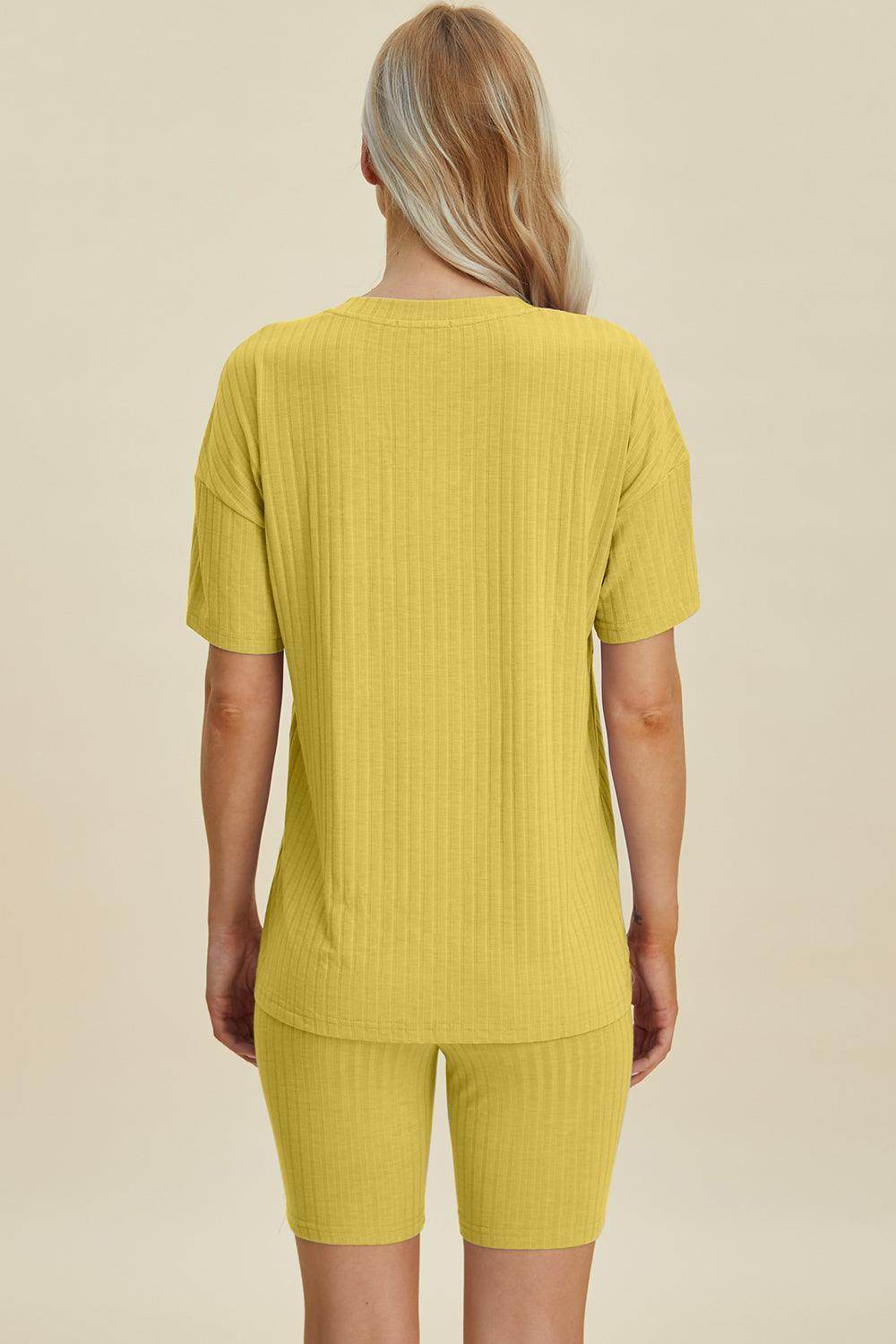 Basic Bae Full Size Ribbed V-Neck Top and Shorts Set For Women - Selvanelle