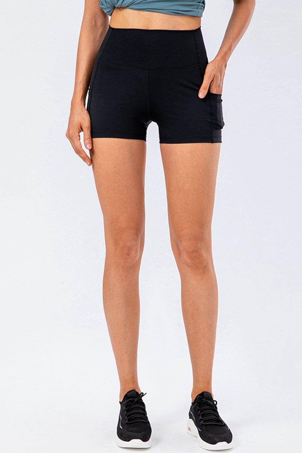 Slim Fit Wide Waistband Sports Shorts - Selvanelle