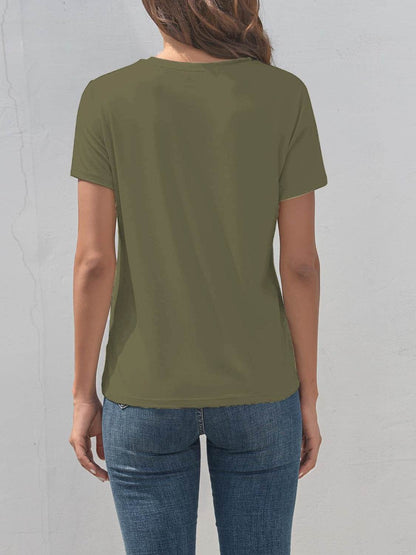 Graphic Round Neck Short Sleeve T-Shirt - Selvanelle