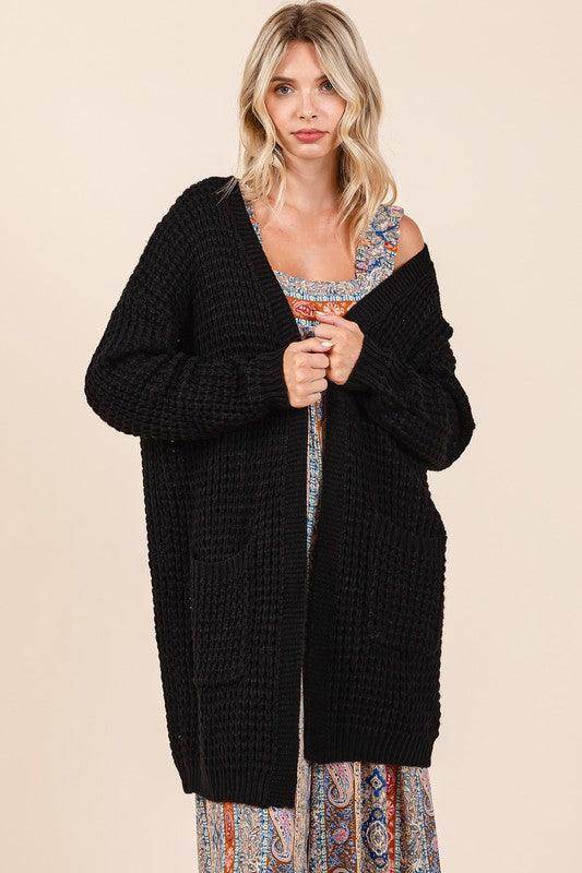 Mittoshop Open Front Long Sleeve Longline Cardigan for Women - Selvanelle