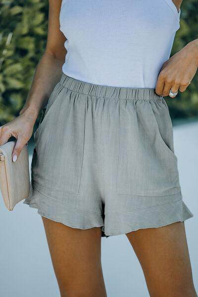 Elastic Waist Shorts with Pockets for Comfort and Style - Selvanelle
