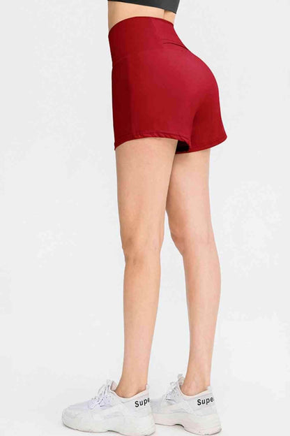 Wide Waistband Sports Shorts with Pockets for Women - Selvanelle