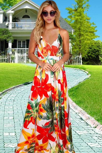 Crisscross Printed Surplice Cami Dress - Selvanelle