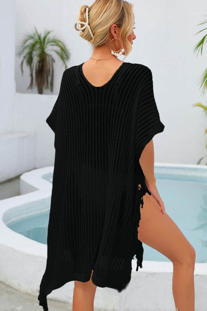 Angel Wings Fringe Trim Openwork Cover Up - Selvanelle