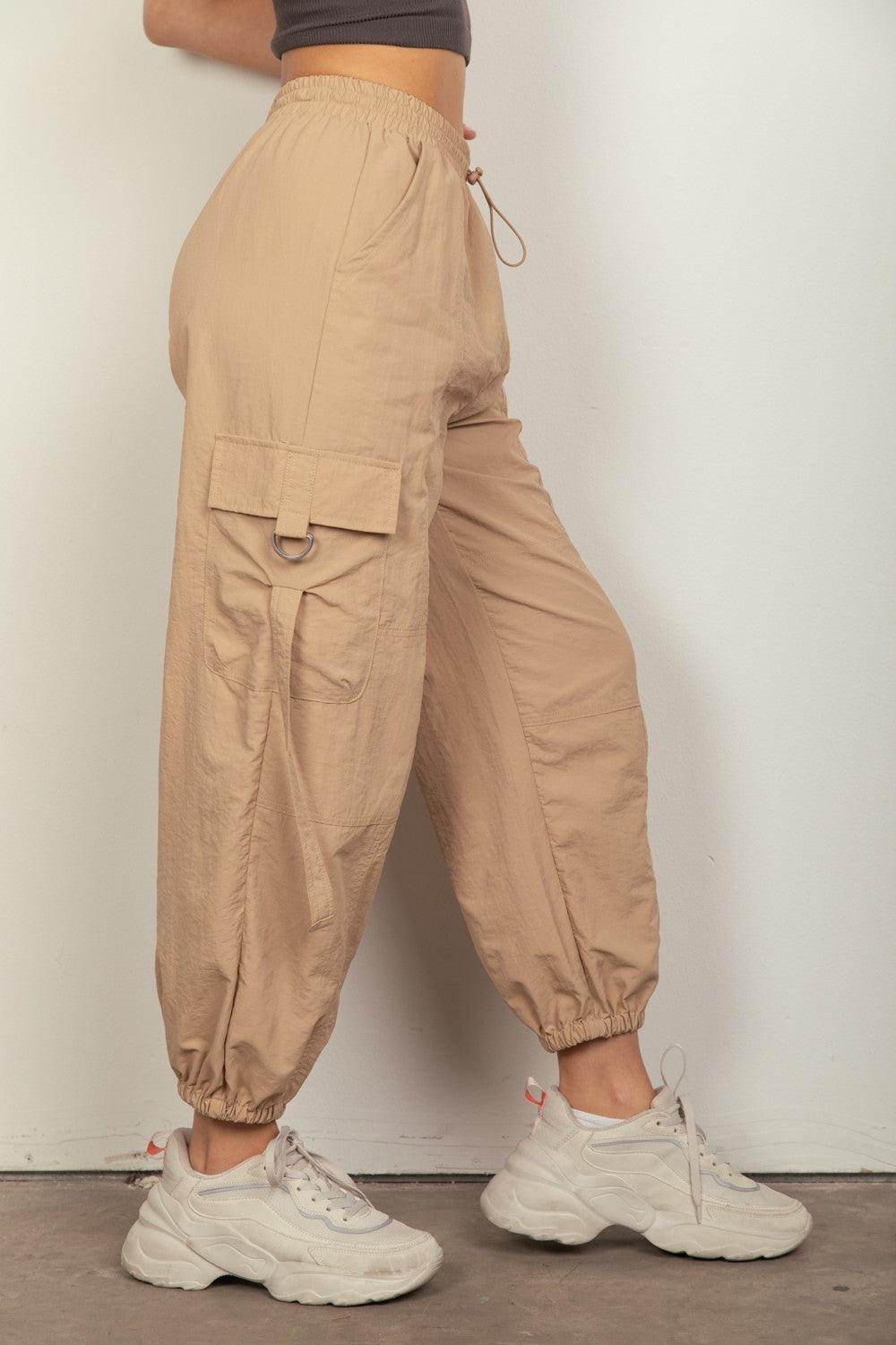 Very J Elastic Waist Woven Cargo Pants for Women - Selvanelle