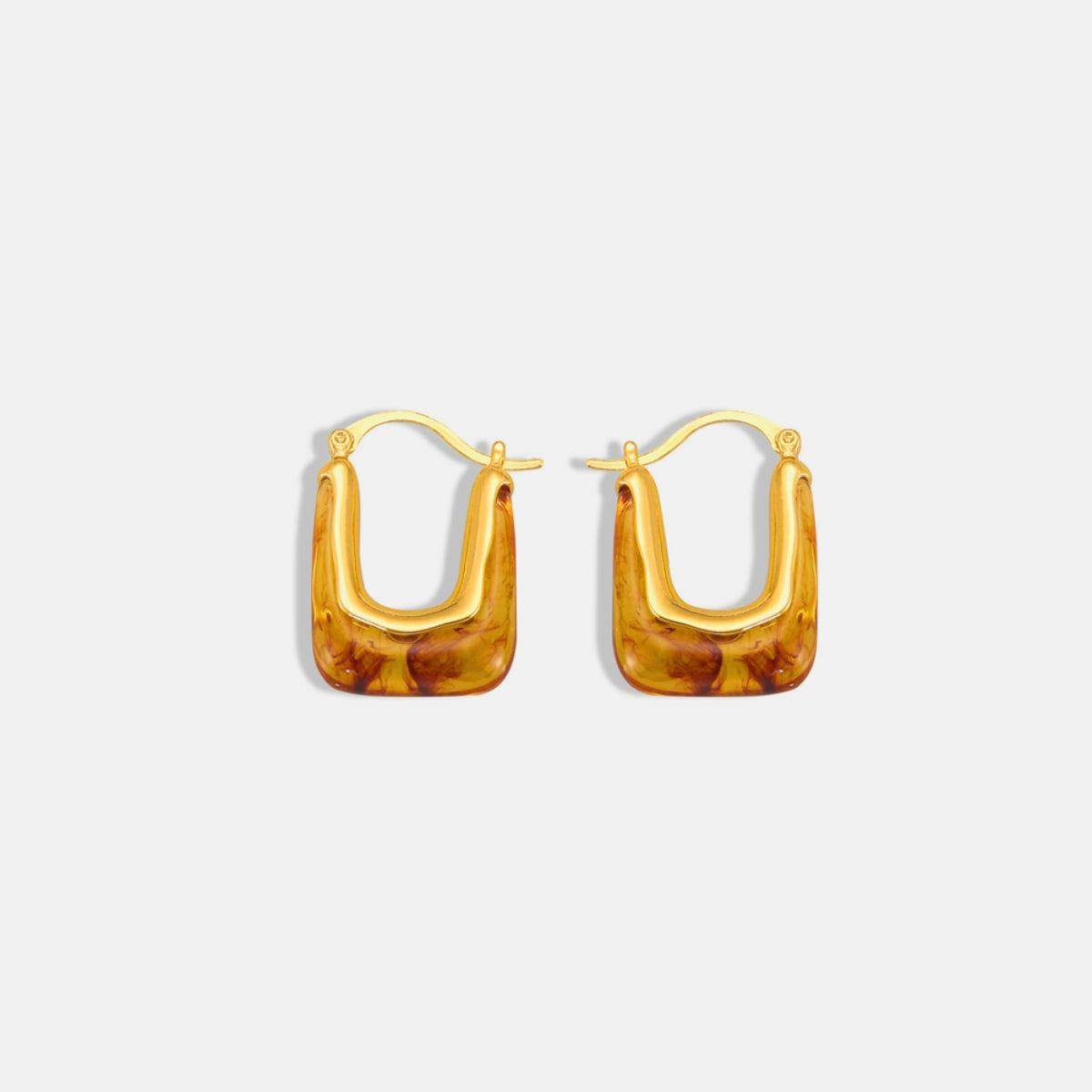 Resin Copper U Shape Earrings for Elegant Style 1 Pair - Selvanelle