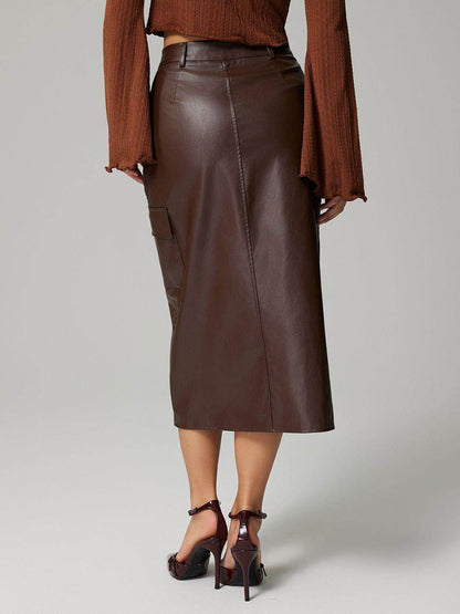 Slit Midi Skirt with Pockets for Effortless Style - Selvanelle