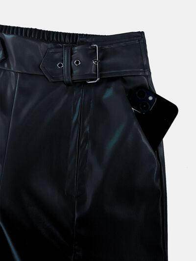Half Elastic Waist Wide Leg Pants for Comfortable Style - Selvanelle