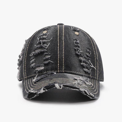 Distressed Adjustable Cotton Baseball Cap for Everyday Wear - Selvanelle