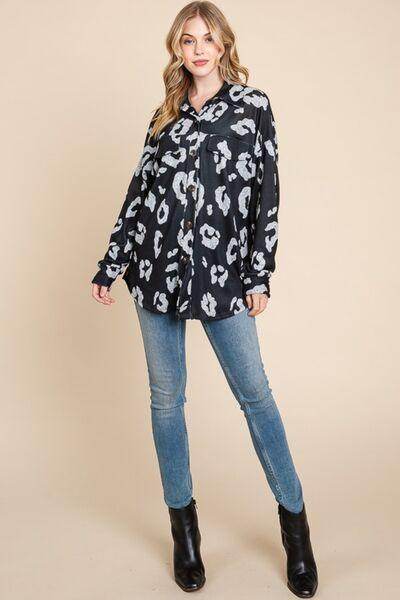 BOMBOM Animal Print Button Up Knit Shacket for Women - Selvanelle