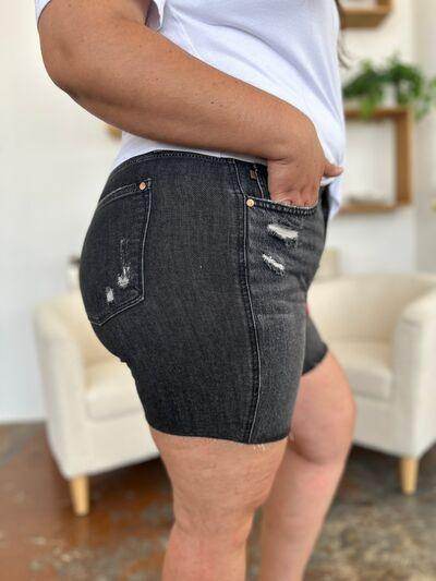 Judy Blue Full Size High Waist Rigid Magic Denim Shorts - Selvanelle
