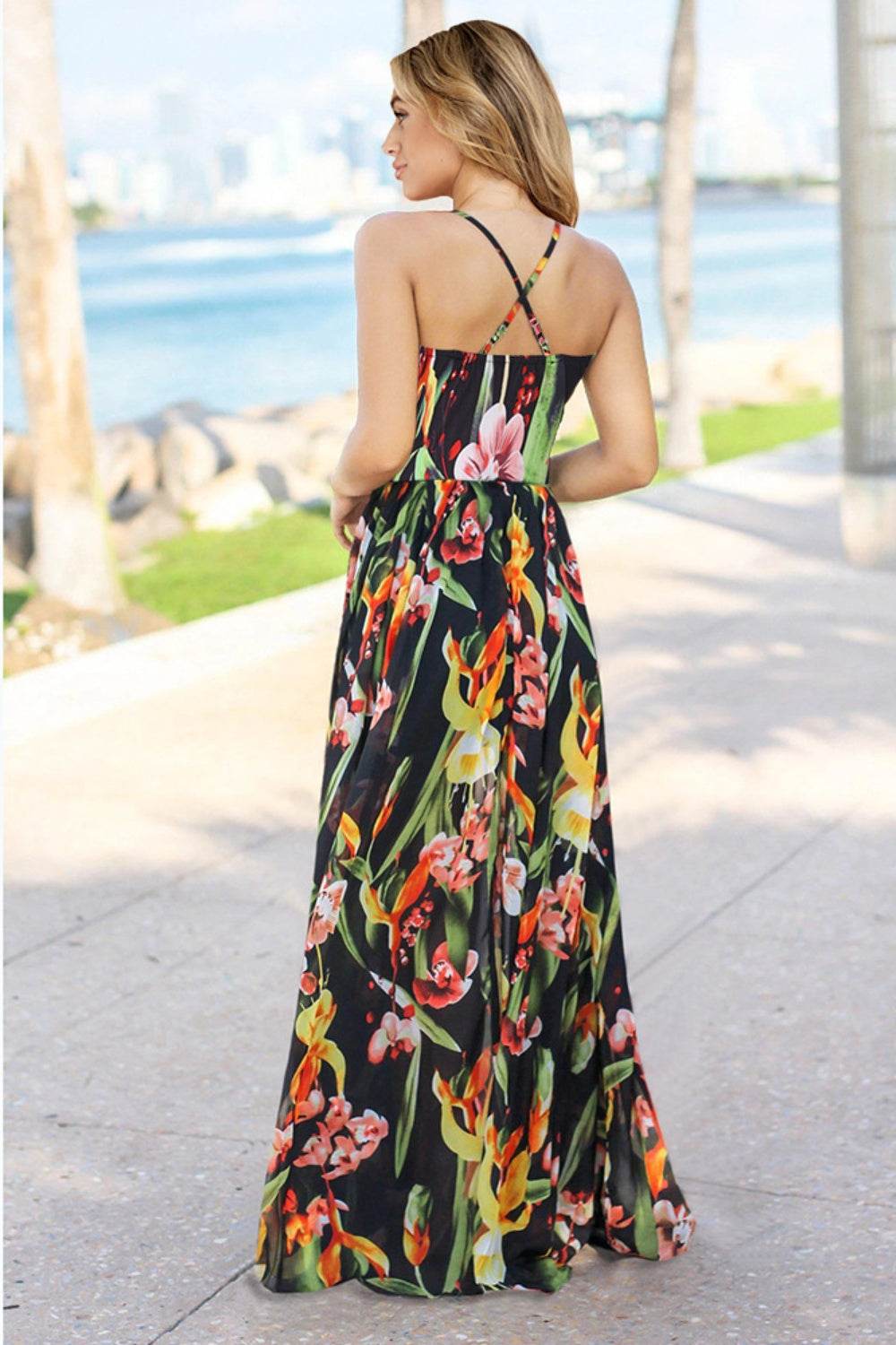 Crisscross Printed Surplice Cami Dress - Selvanelle