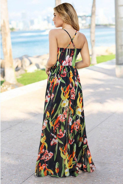Crisscross Printed Surplice Cami Dress - Selvanelle