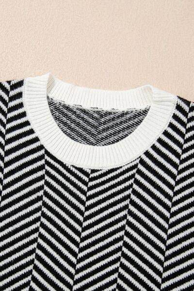 Striped Round Neck Long Sleeve Sweater for Women Fashion - Selvanelle