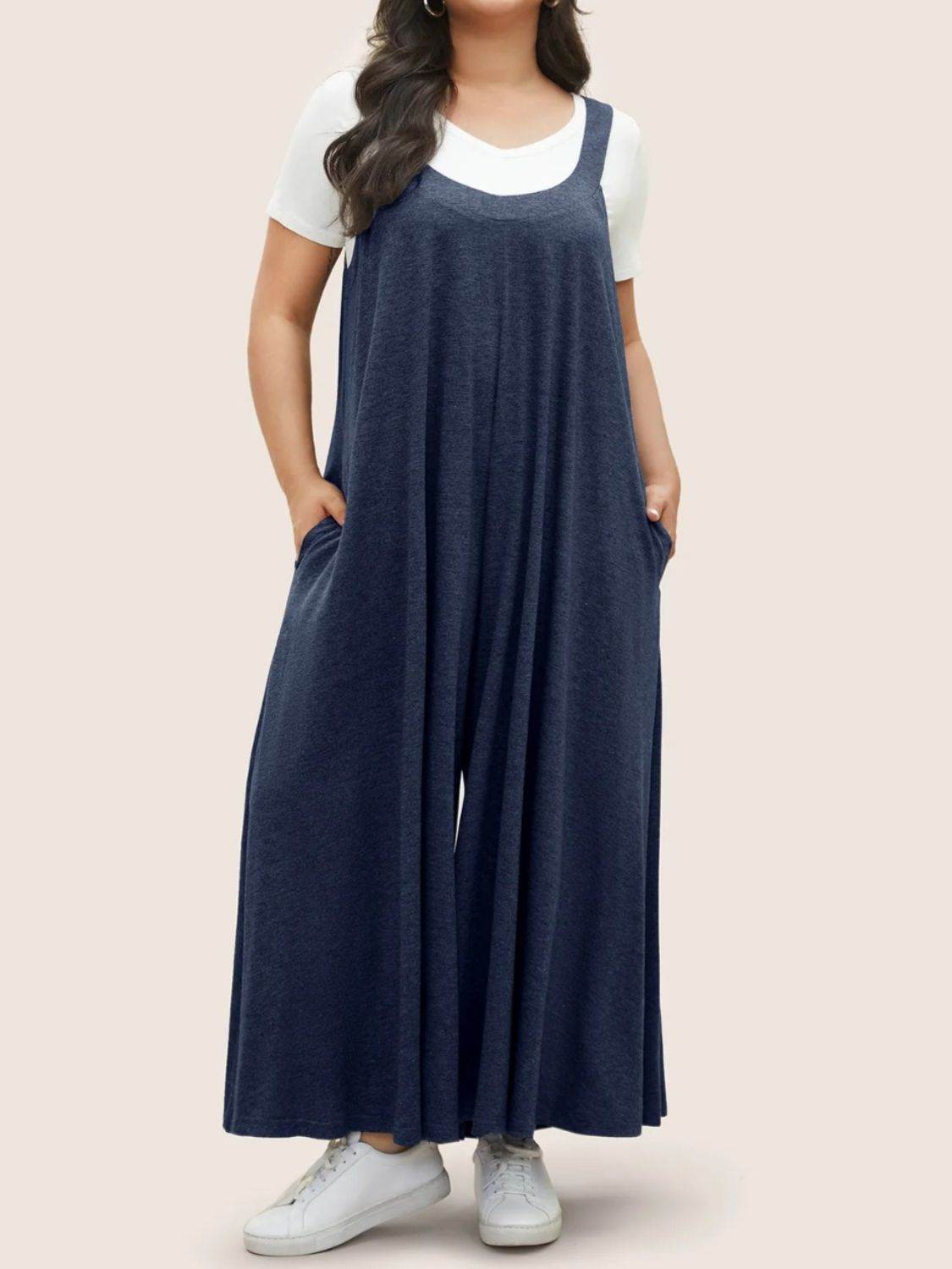 Full Size Pocketed Wide Leg Overalls - Selvanelle