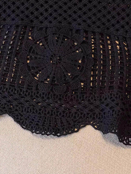 Openwork Scoop Neck Tank for Women in Sheer Cotton Style - Selvanelle