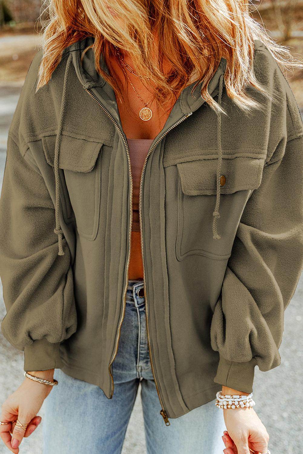 Zip-Up Drawstring Hooded Jacket for Men and Women - Selvanelle