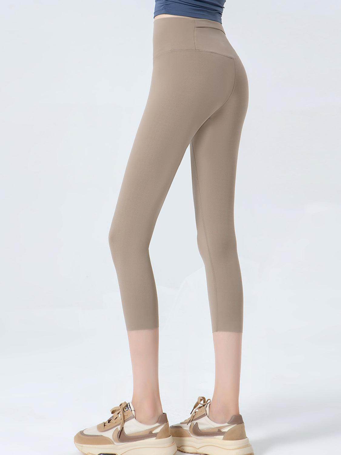 Wide Waistband Cropped Sports Leggings for Active Comfort - Selvanelle
