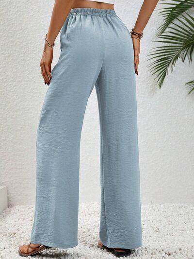Wide Leg Drawstring Pants for Women in Opaque Fabric - Selvanelle