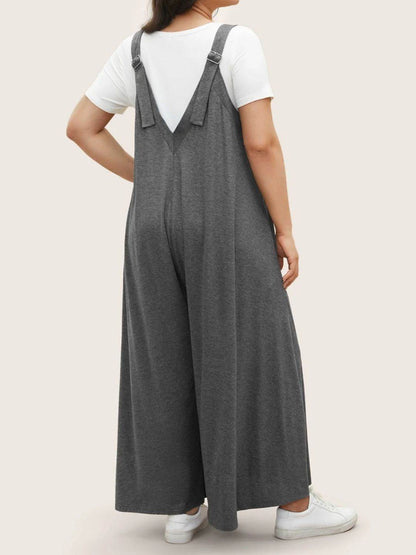Full Size Pocketed Wide Leg Overalls - Selvanelle