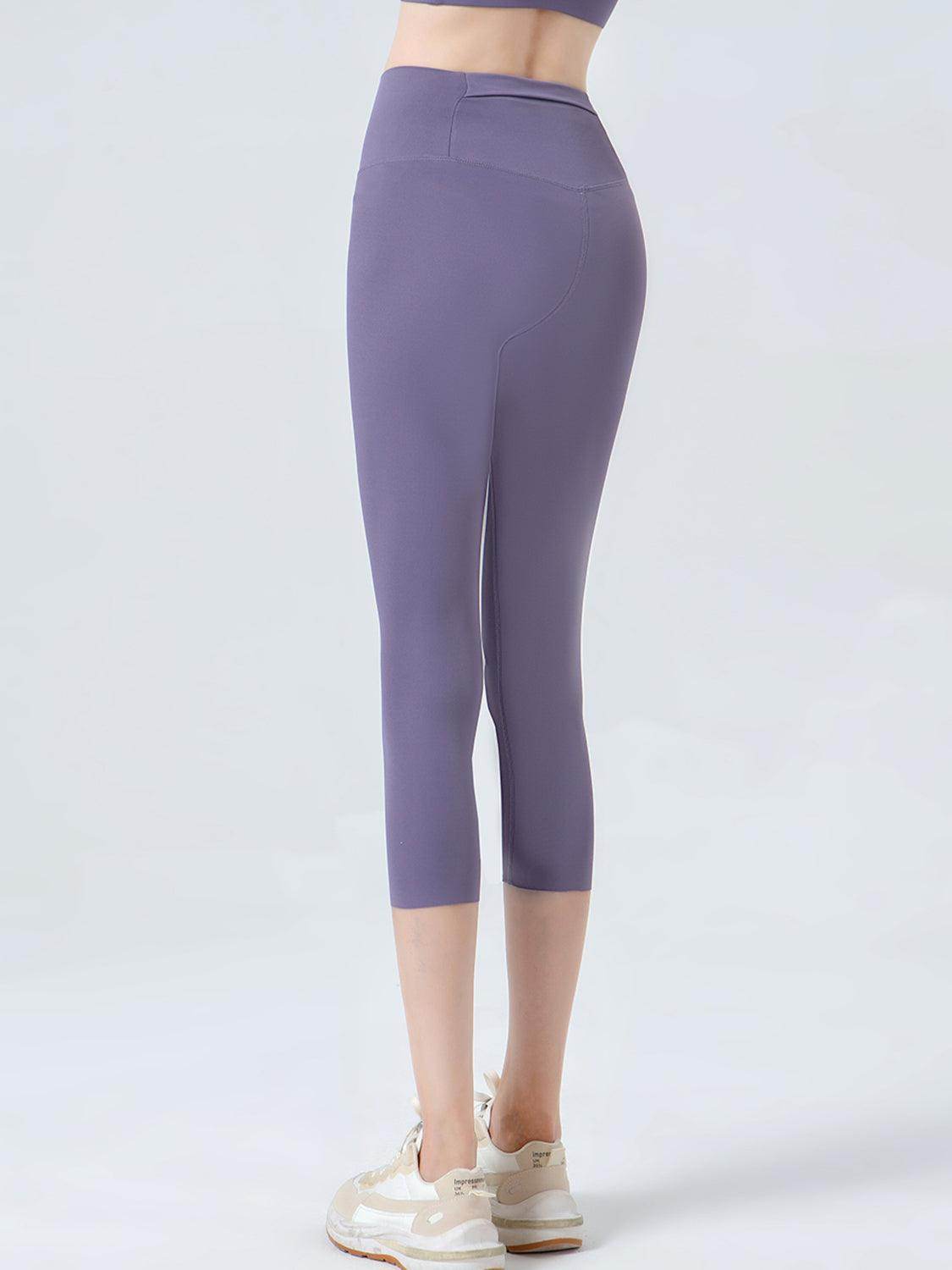 Wide Waistband Cropped Sports Leggings for Active Comfort - Selvanelle