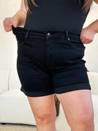 Judy Blue Full Size High Waist Tummy Control Cuffed Shorts - Selvanelle