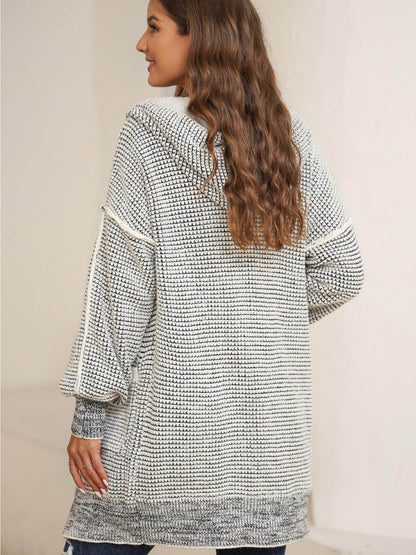 Open Front Hooded Winter Coat with Pockets for Women - Selvanelle