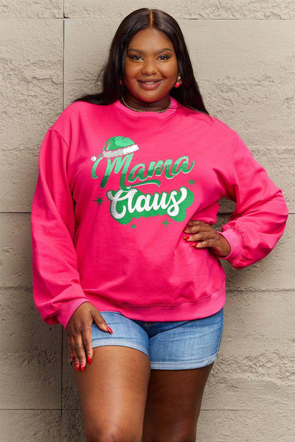 Simply Love Full Size MAMA CLAUS Round Neck Sweatshirt - Selvanelle