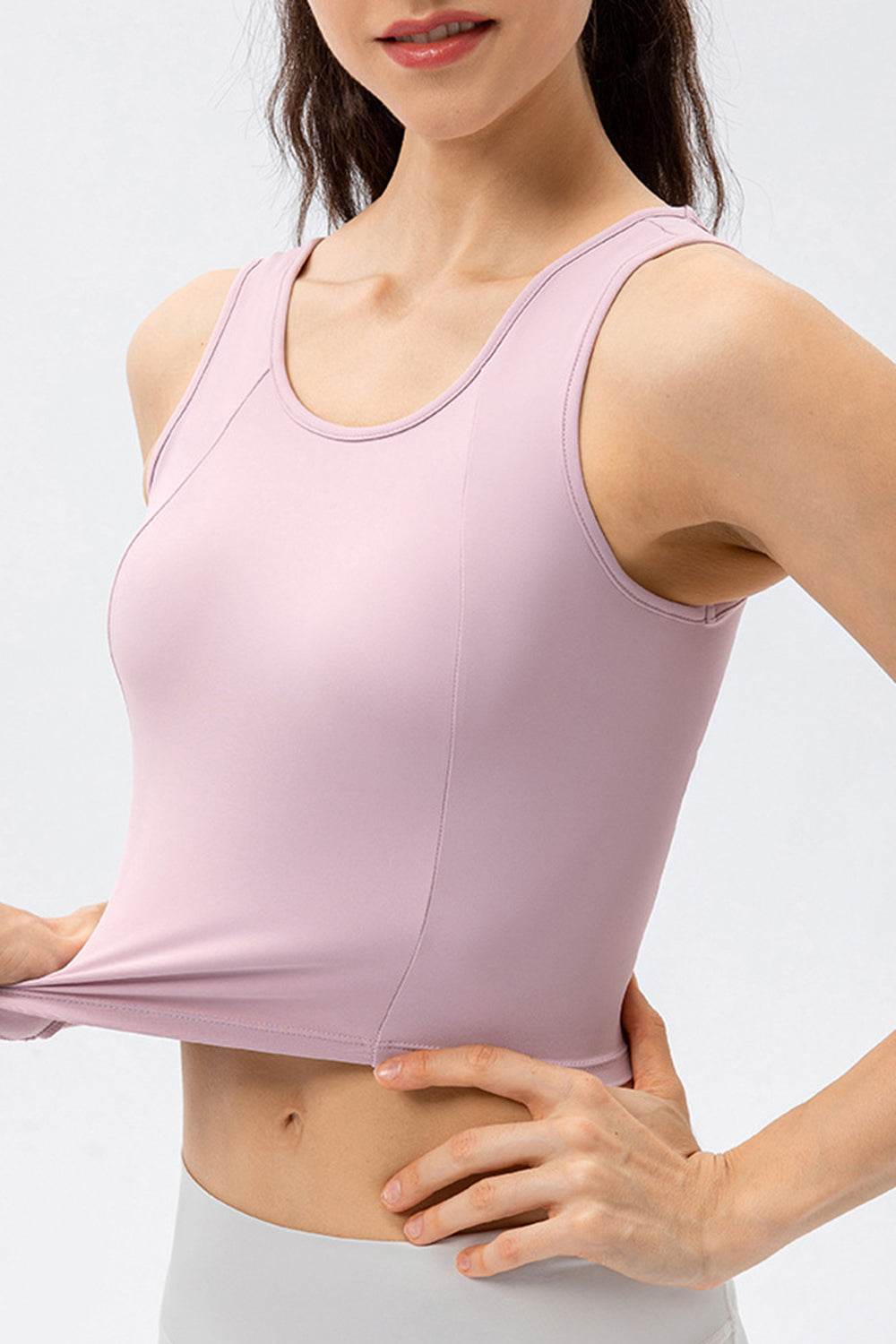 Round Neck Wide Strap Active Tank - Selvanelle