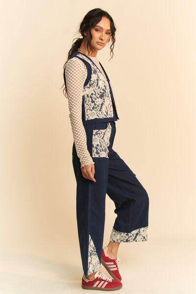 Davi & Dani Lace Applique Wide Leg Jeans for Women - Selvanelle
