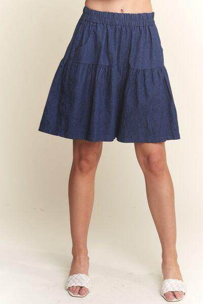 ADORA Elastic Waist Wide Leg Denim Shorts for Women - Selvanelle