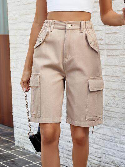 High Waist Denim Shorts with Pockets for Women - Selvanelle