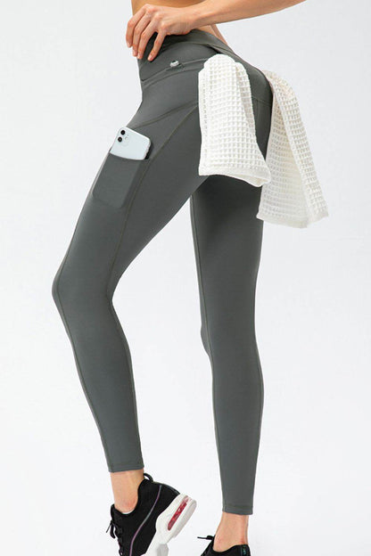 Full Size Slim Fit High Waist Long Sports Pants with Pockets - Selvanelle
