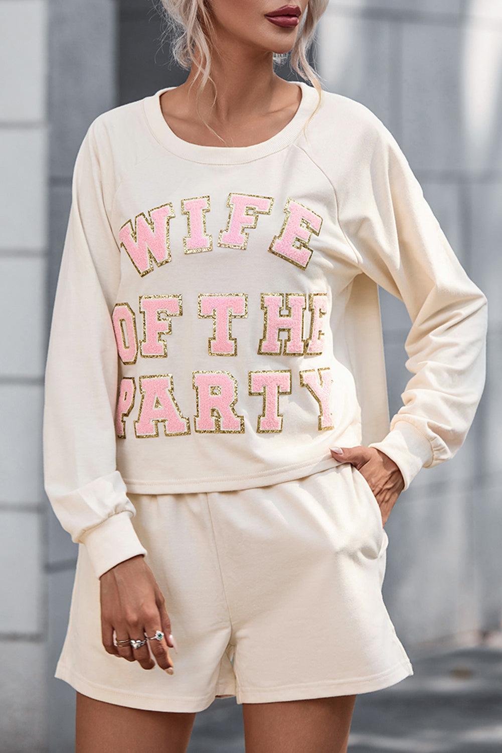 WIFE OF THE PARTY Round Neck Top and Shorts Set for Women