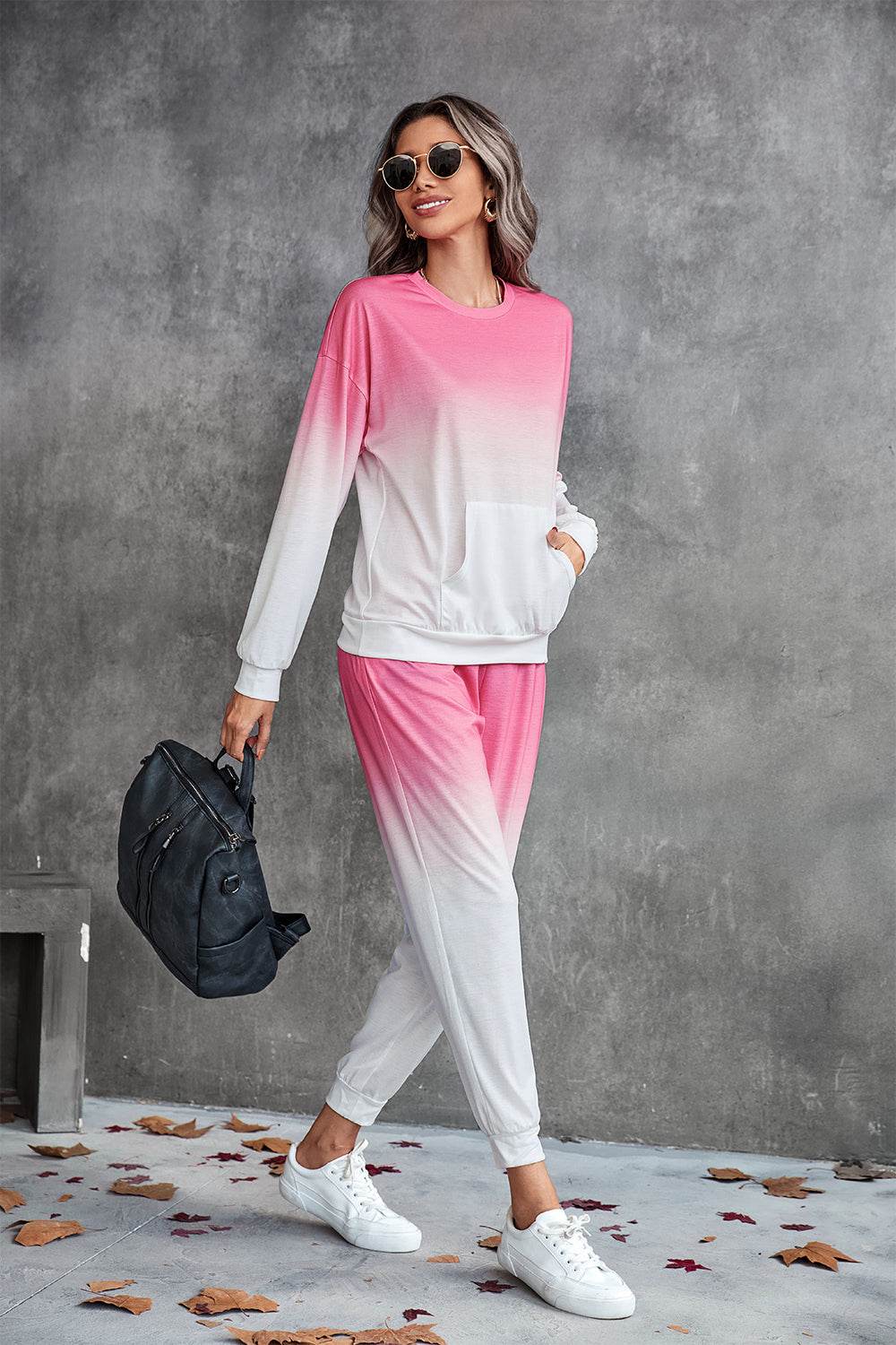 Gradient Round Neck Sweatshirt and Joggers Set - Selvanelle