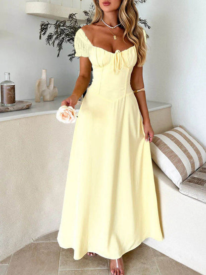 Devine Sweetheart Neck Short Sleeve Maxi Dress - Selvanelle