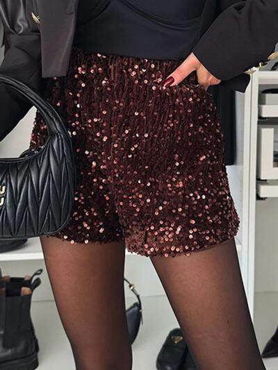 Sequin Mid Rise Shorts for Women - Stylish and Chic - Selvanelle