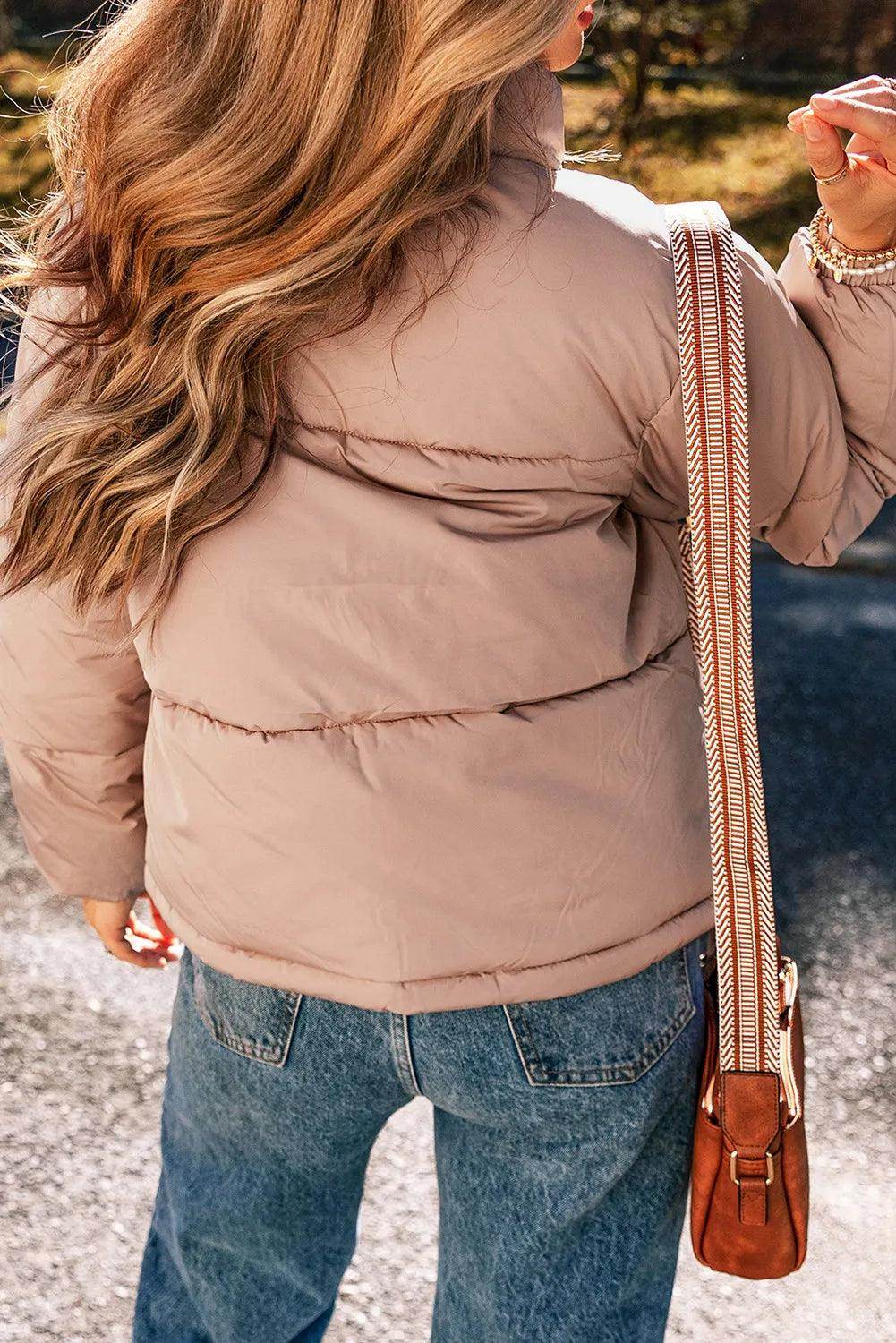 Turtleneck Zip Up Long Sleeve Winter Coat for Women - Selvanelle