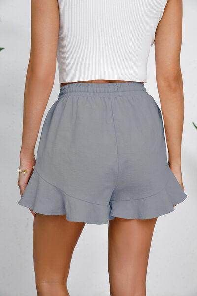 Full Size Drawstring Ruffle Hem Shorts for Women - Selvanelle