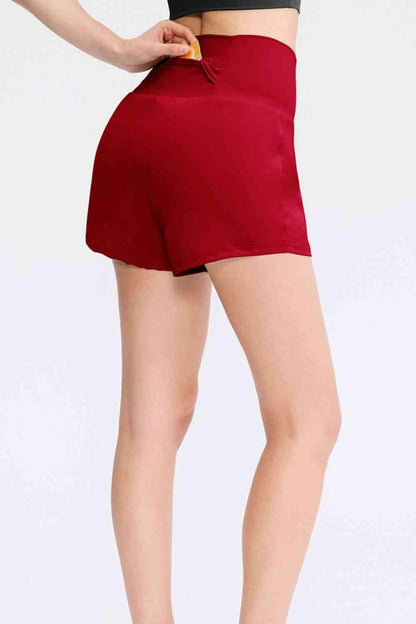 Wide Waistband Sports Shorts with Pockets for Women - Selvanelle