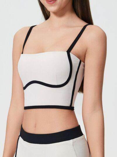 Millennia Contrast Trim Square Neck Active Cami with Pads - Selvanelle
