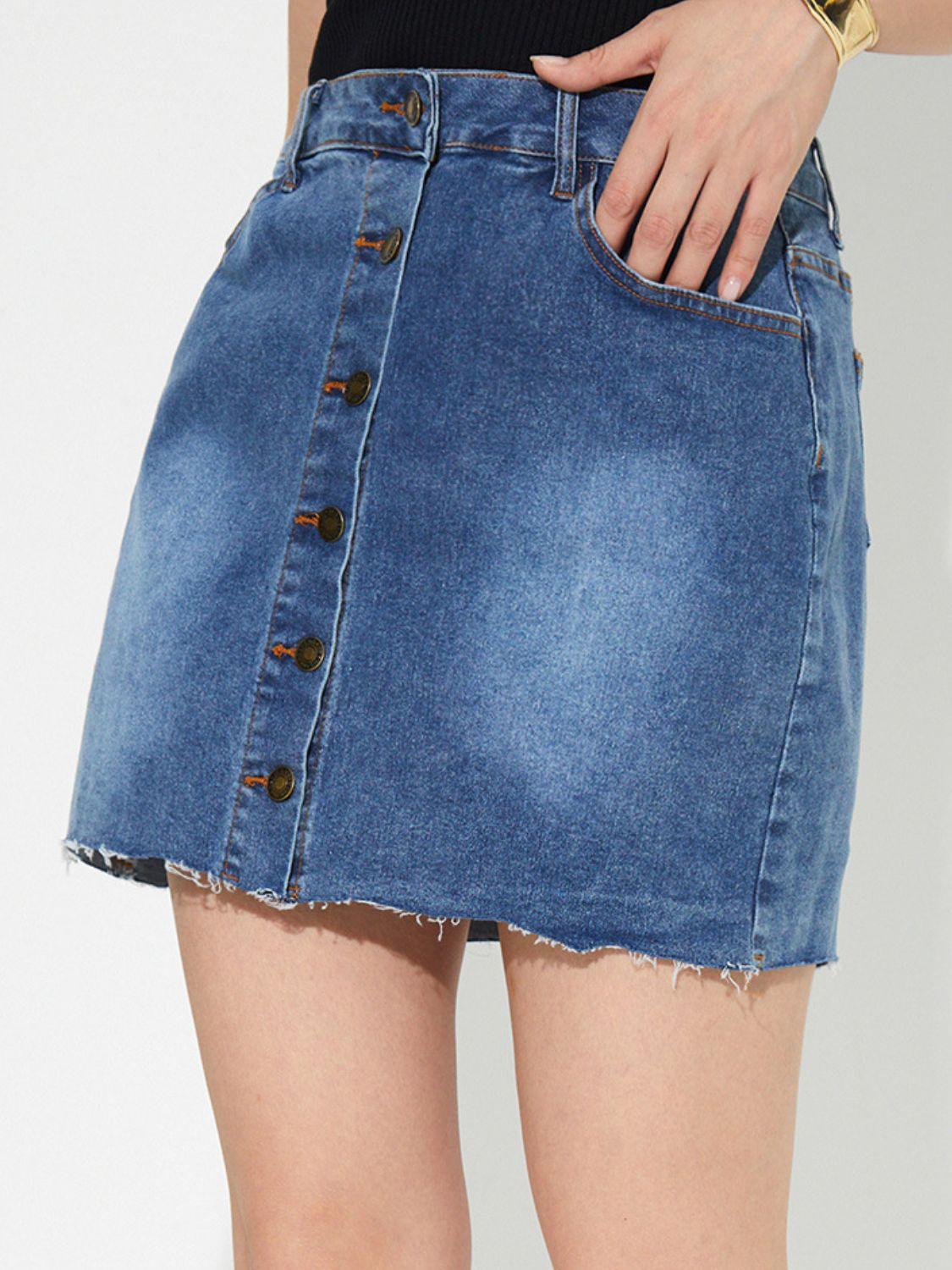 Pocketed Button Up Denim Skirt for Casual Chic Style