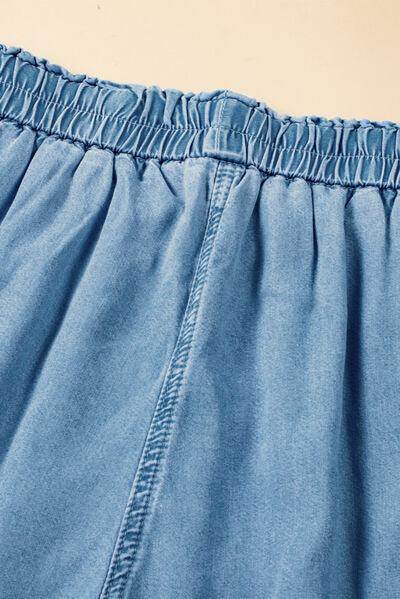 Drawstring Cargo Pocket Wide Leg Jeans for All-Day Comfort - Selvanelle